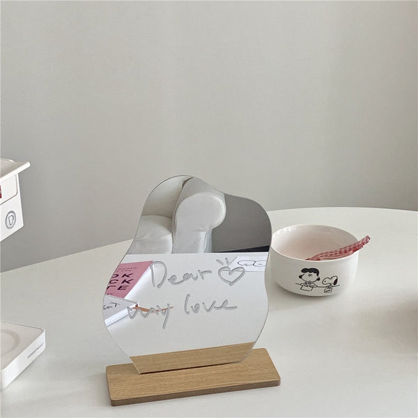 Abstract Cut Glass Mirror on Wood