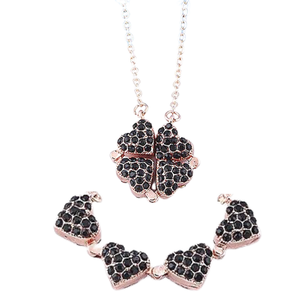 Adjustable Four Leaf Clover Heart Necklace For Chic Everyday Wear