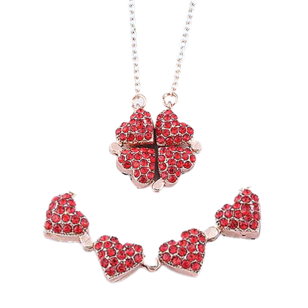 Adjustable Four Leaf Clover Heart Necklace For Chic Everyday Wear