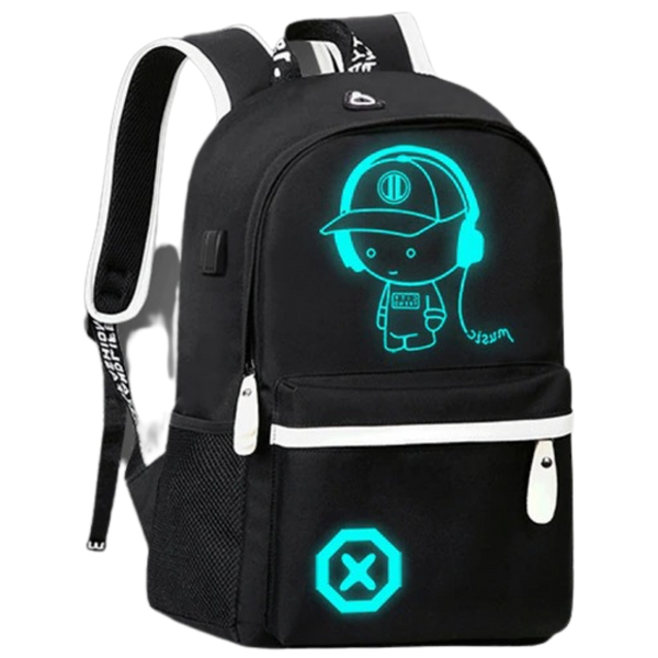 Glow In The Dark Anime Laptop Backpack With Built In USB Charger