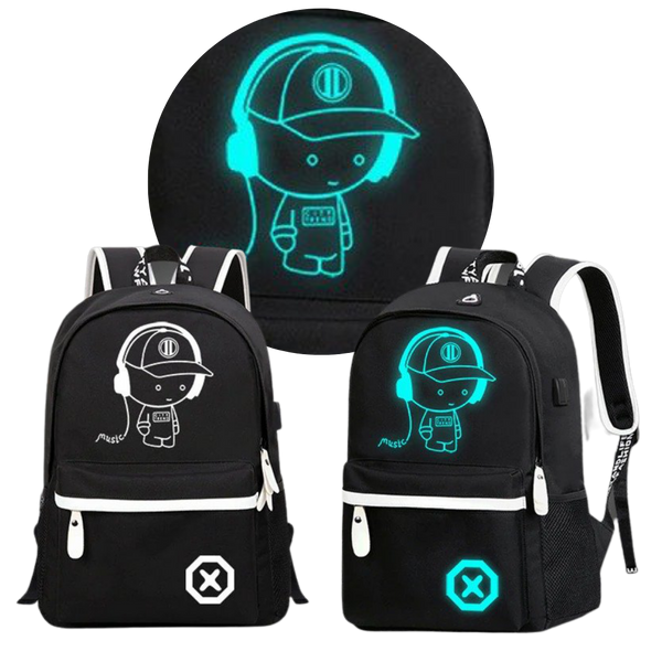 Glow In The Dark Anime Laptop Backpack With Built In USB Charger