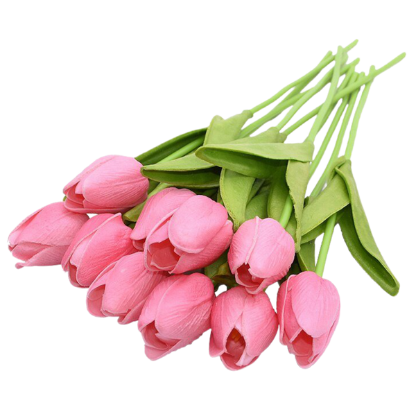 Long Stem Artificial Tulips, 10 Piece Pack, Realistic Home Decor