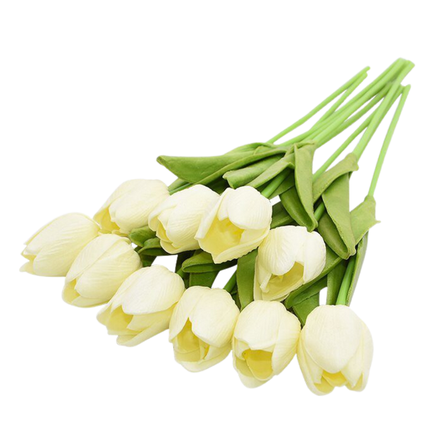 Long Stem Artificial Tulips, 10 Piece Pack, Realistic Home Decor