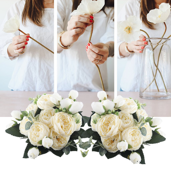 Handmade Silk Peonies And Roses Bouquet With Realistic Look
