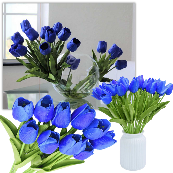 Long Stem Artificial Tulips, 10 Piece Pack, Realistic Home Decor