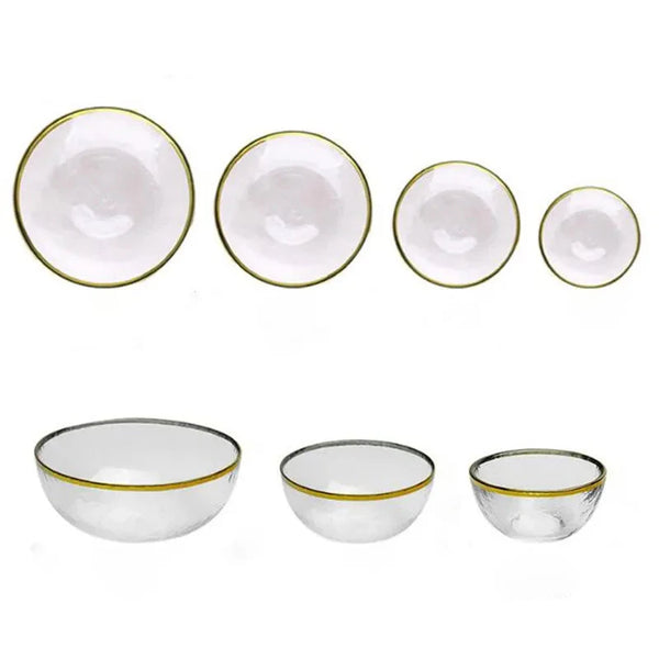 Aurora Gold Edge Glass Plate & Bowl