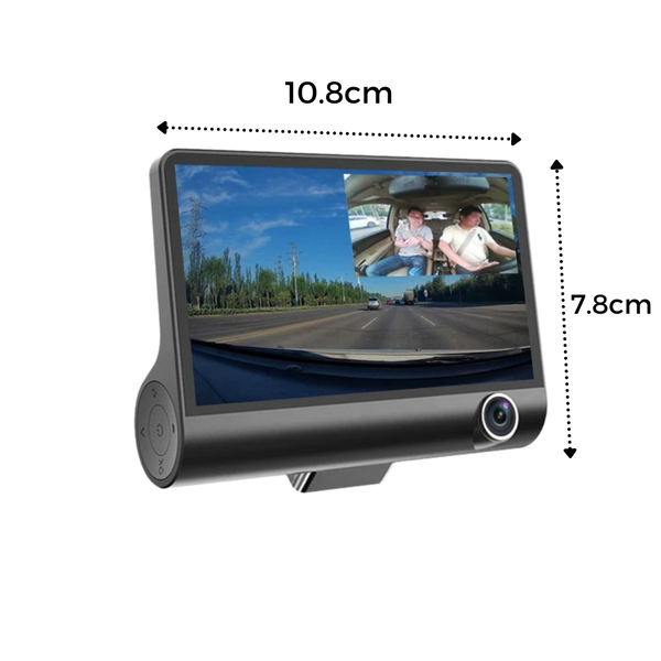 Three Lens Car Dash Cam With Front Interior Rear View 1080P HD
