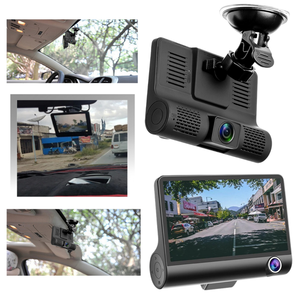Three Lens Car Dash Cam With Front Interior Rear View 1080P HD