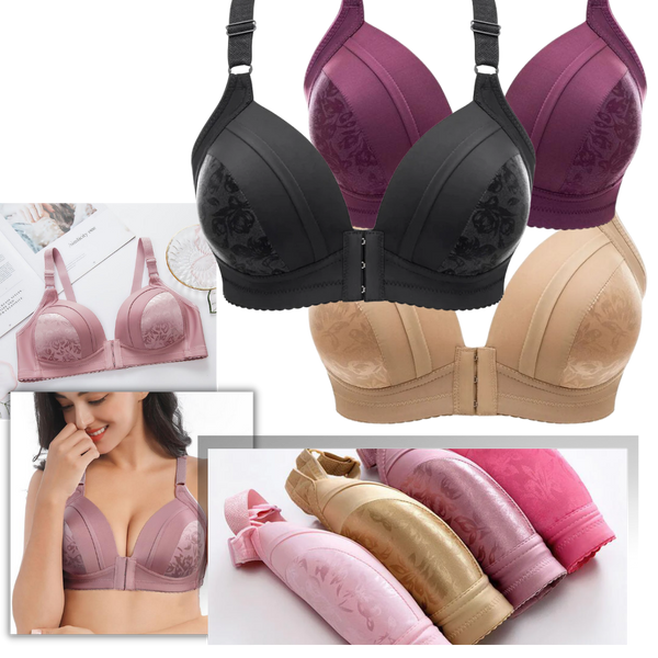 Wireless Push Up Bra With Front Clasp For Posture And Comfort