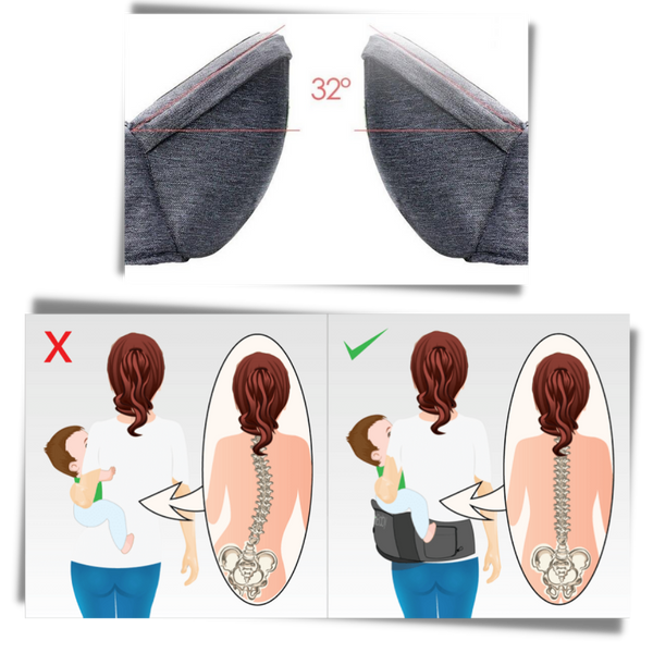 Ergonomic Baby Hip Carrier With Cushioned Support And Side Pockets