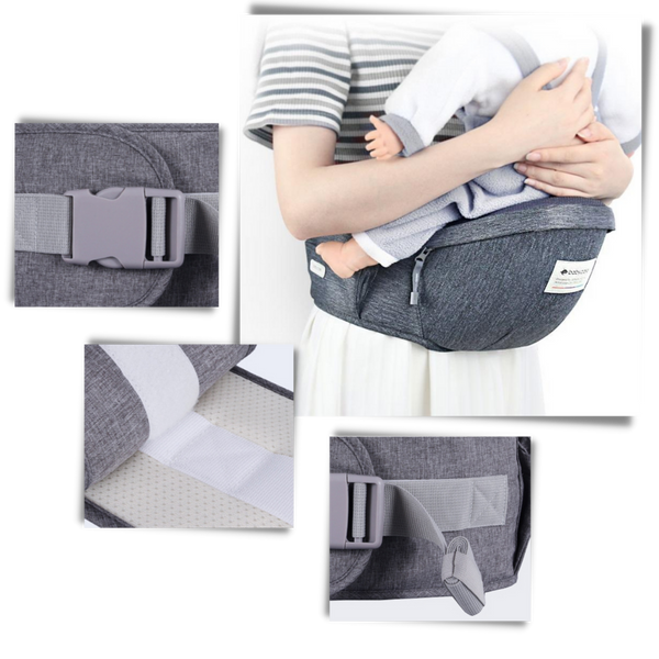 Ergonomic Baby Hip Carrier With Cushioned Support And Side Pockets