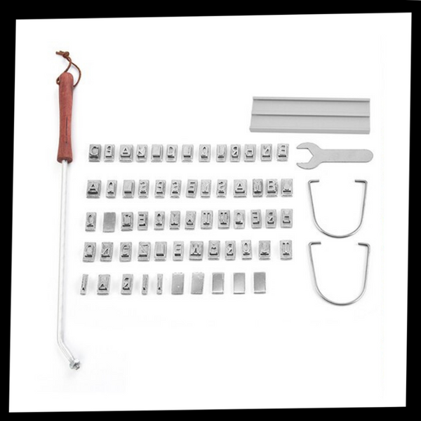 BBQ Marking Iron With 55 Interchangeable Letters For Meat Branding