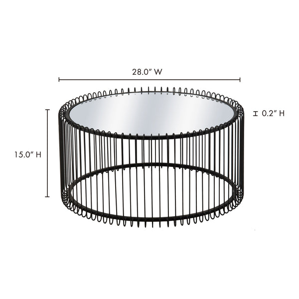 Basket Mirror & Metal Coffee Table