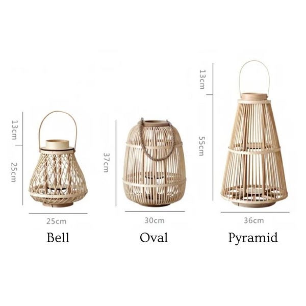 Rustic Rattan Lantern With Flameless Led Candle For Outdoor Patio
