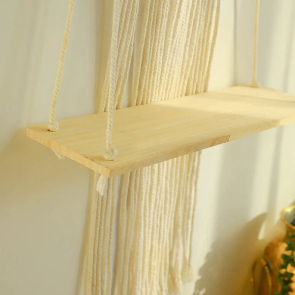 Boho Macrame Hanging Wall Shelf
