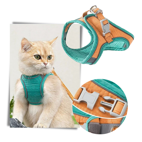 Pet Soft Vest Harness And Leash Set With Reflective Strips For Night Safety