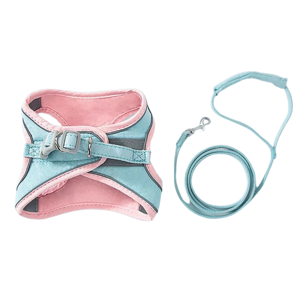 Pet Soft Vest Harness And Leash Set With Reflective Strips For Night Safety