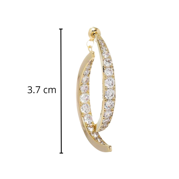 Gold And Silver Cross Curved Earrings With Sparkling Stones