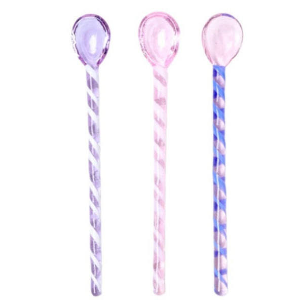 Candy Cane Glass Stirrer Set