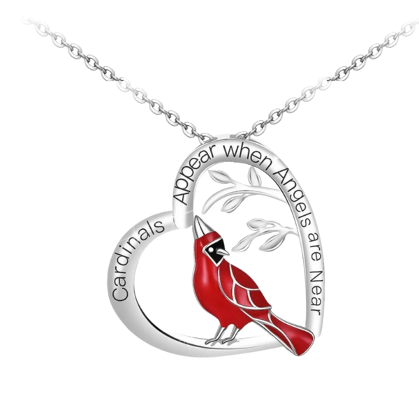 Cardinal Heart Pendant Necklace With Adjustable Chain For Vibrant Colors