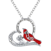 Cardinal Heart Pendant Necklace With Adjustable Chain For Vibrant Colors