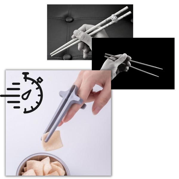 Palm Sized Reusable Finger Chopsticks For Hands Free Work Snacking