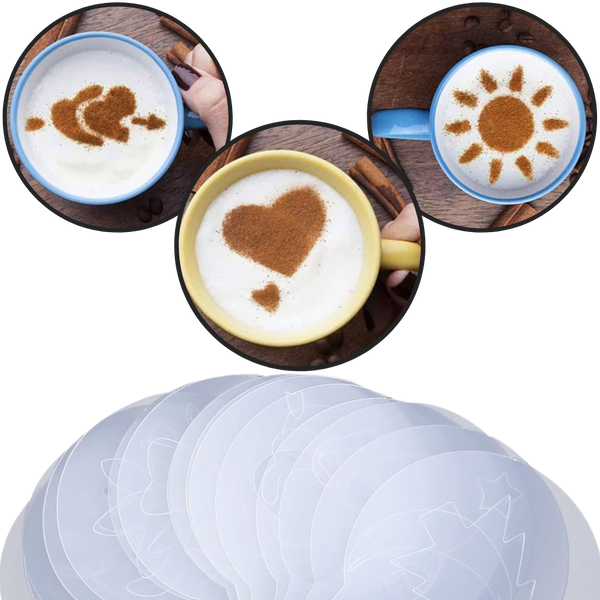 Coffee Stencils Set With 16 Designs For Beautiful Latte Art