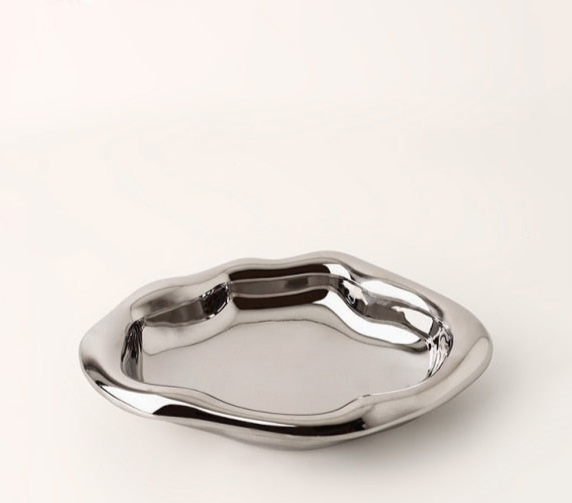 Cookies & Chrome Plated Ceramic Tray & Dish