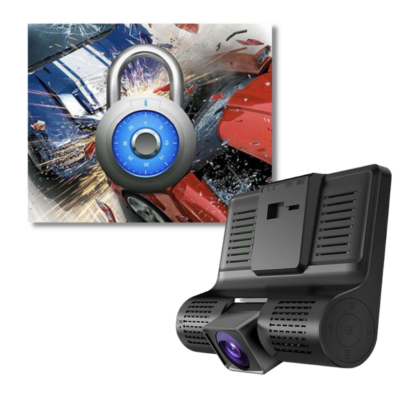 Three Lens Car Dash Cam With Front Interior Rear View 1080P HD