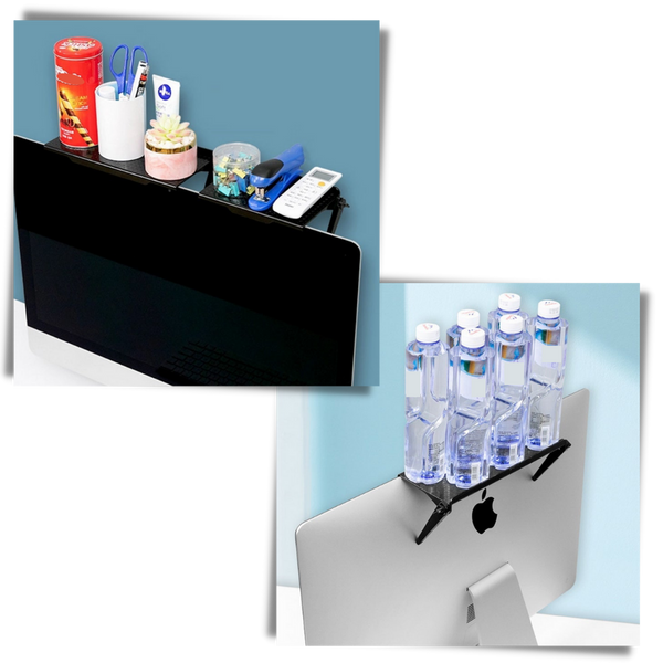 All in One Screen Shelf Desk for Space Saving and Organization
