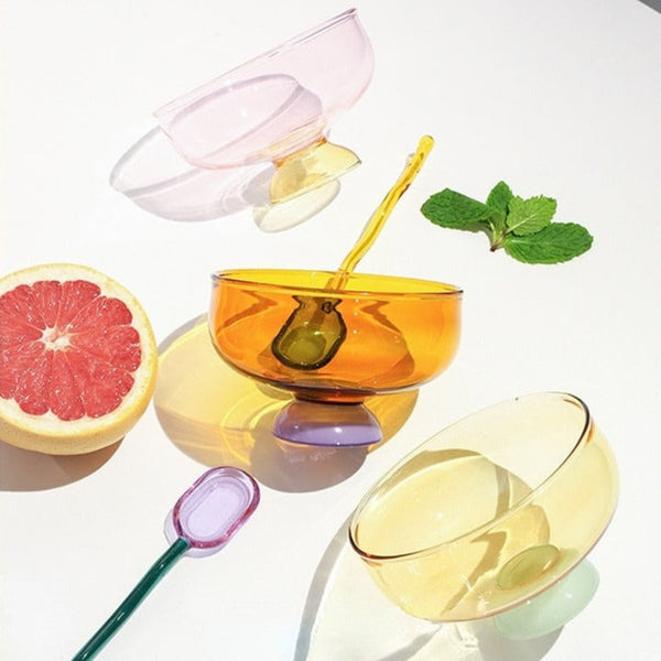 Ela Glass Ice Cream Bowl Coupes & Spoon