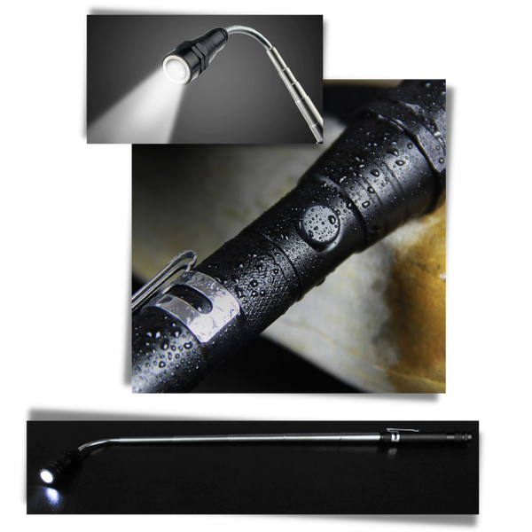Extendable Magnetic LED Flashlight With Magnetic Pickup Tool