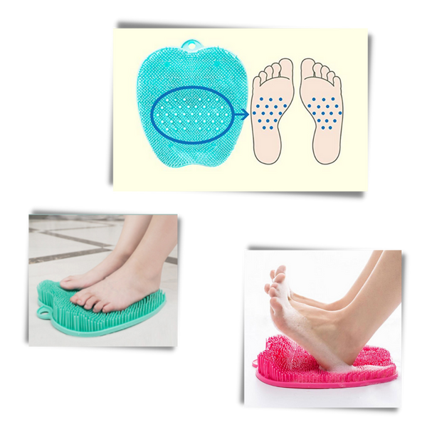 Three In One Shower Foot Massager Mat With Scrubber And Cleaner For Spa Feet