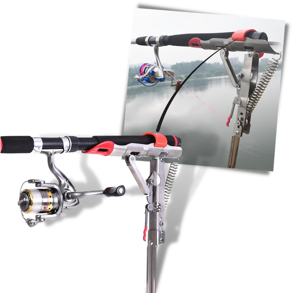 Spring-Loaded Fishing Rod Holder With Automatic Bite Alert