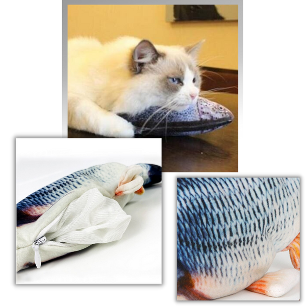 Rechargeable Flopping Fish Cat Toy With Built In Catnip For Active Play