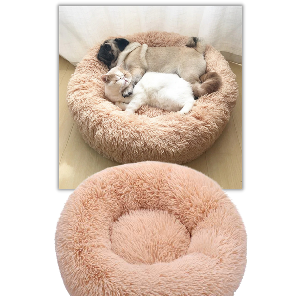 Premium Donut Shaped Plush Pet Bed With Soft Cushion Lumbar Support