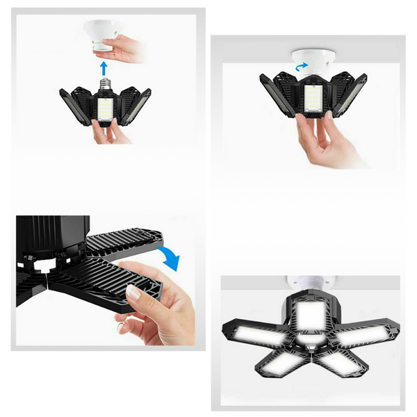 Five Foldable Panels Garage Light Delivers Bright Energy Efficient Illumination