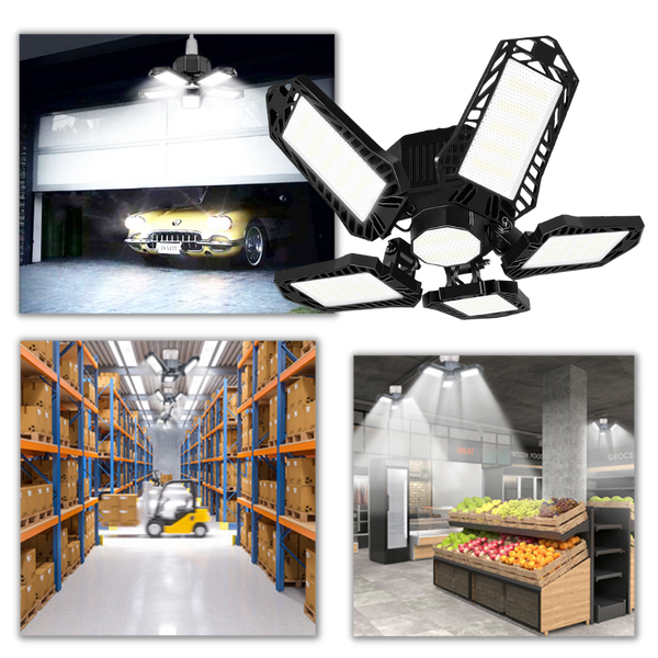 Five Foldable Panels Garage Light Delivers Bright Energy Efficient Illumination