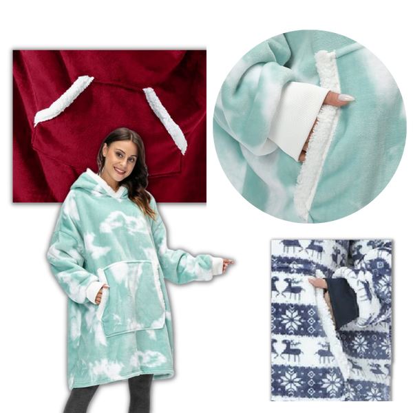Oversized Blanket Hoodie With Plush Fleece Lining For All Day Warmth