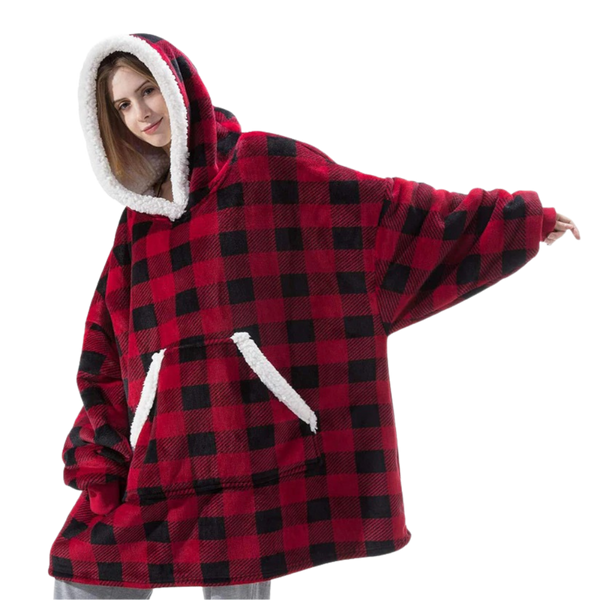 Oversized Blanket Hoodie With Plush Fleece Lining For All Day Warmth