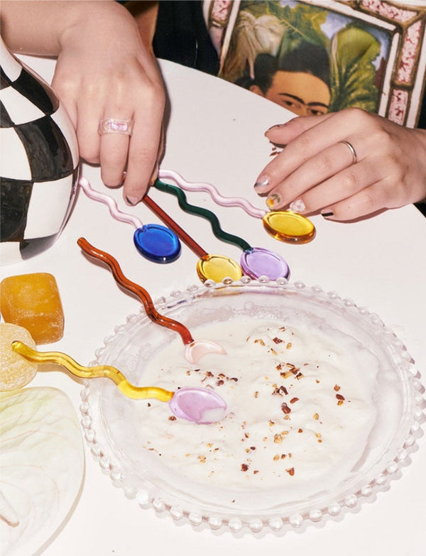 Glass Candy Wavy Stirrer & Spoon