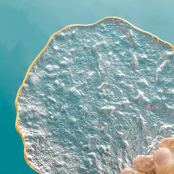 Gold Inlay Edge Glass Plate