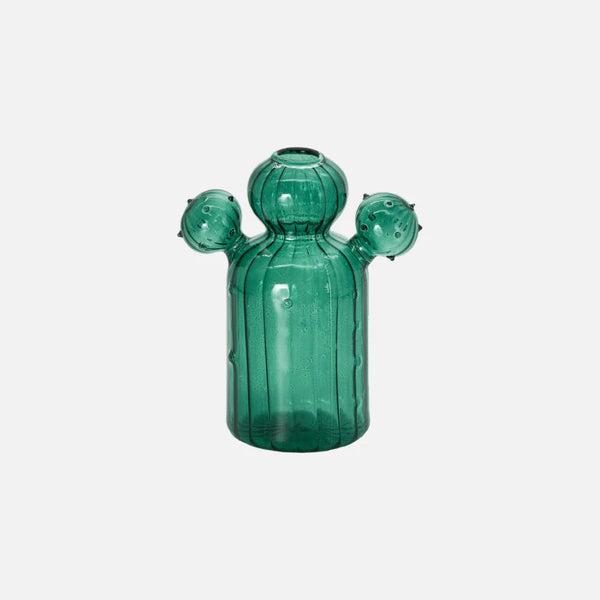 Green Cactus Glass Accent & Vase