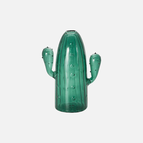 Green Cactus Glass Accent & Vase