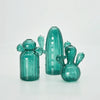 Green Cactus Glass Accent & Vase