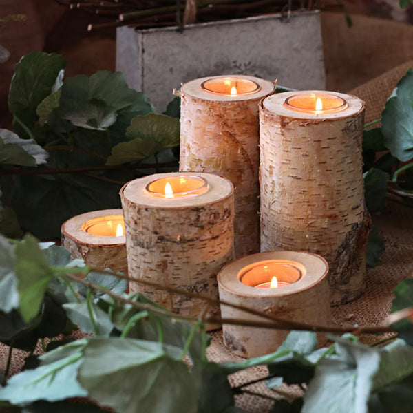 Premium Sustainable Birch Wood Candle Holder For Home Table Centerpiece