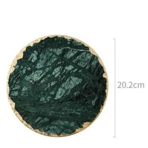 Green Marble Slab Coasters for Dining Table Natural Stone Home Decor