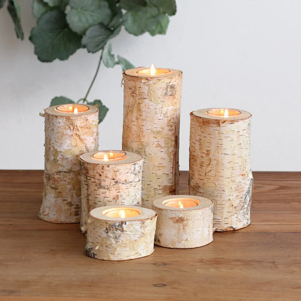 Premium Sustainable Birch Wood Candle Holder For Home Table Centerpiece