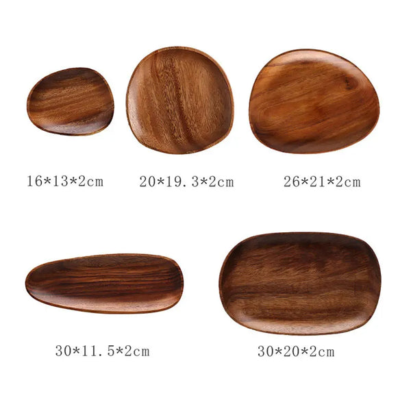 Natural Acacia Wood Serving Tray Set For Appetizers And Charcuterie Board