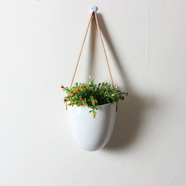 Ceramic Hanging Planter 3 Piece Set For Indoor Outdoor Home Patio Wall Decor